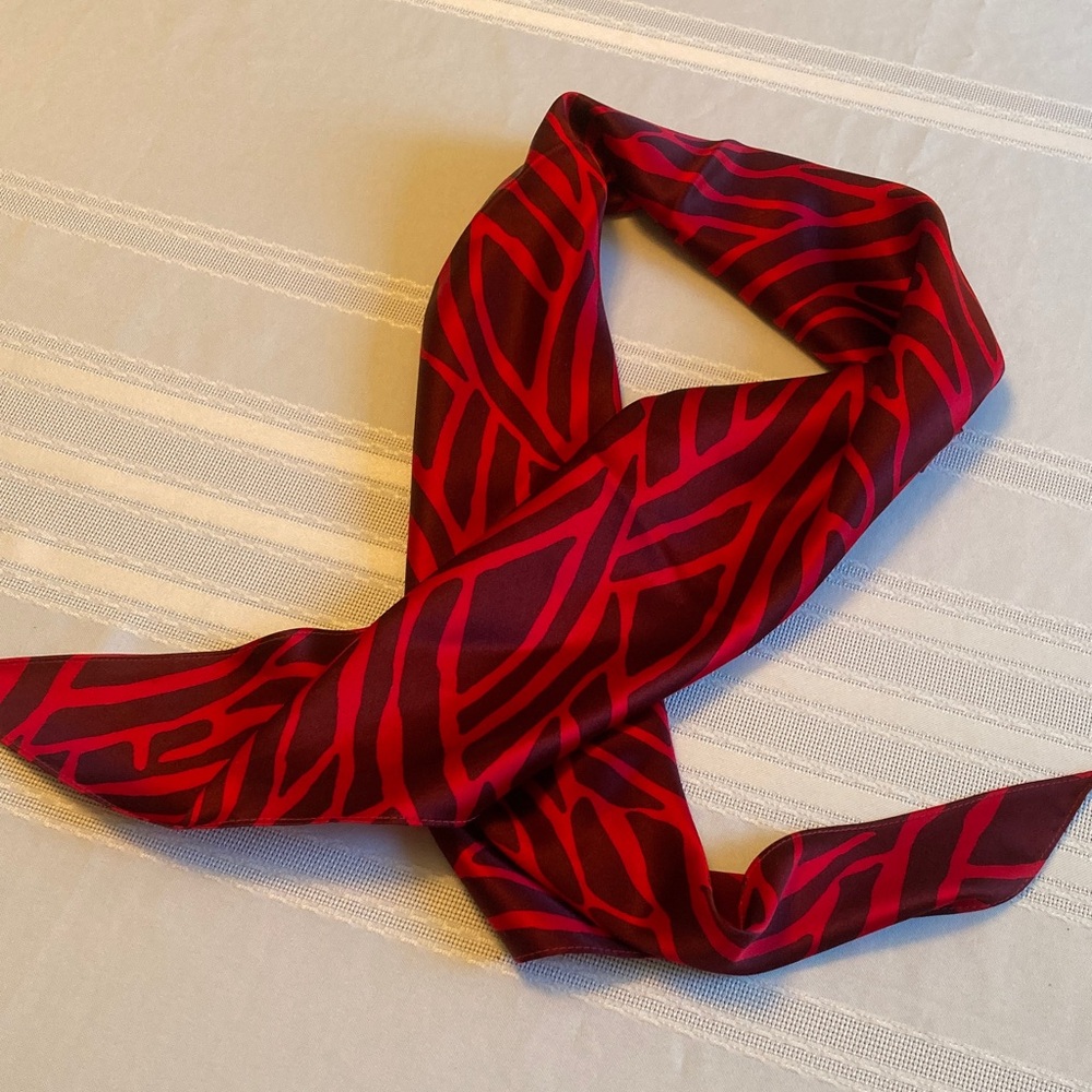Elegant Red Patterned Triangle Scarf 50x32”